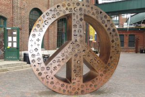 Symbolic Peace sculpture by Studio Rosenblatt. Distillery District, Toronto ON